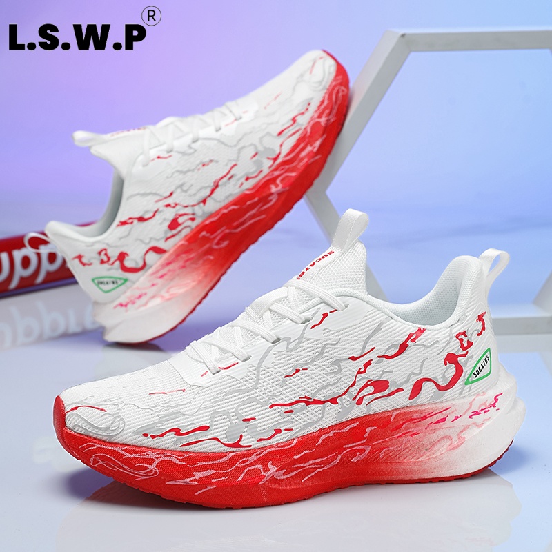 Knit Fabric Lace Up Sneakers - Dames sneakers, met demping en een