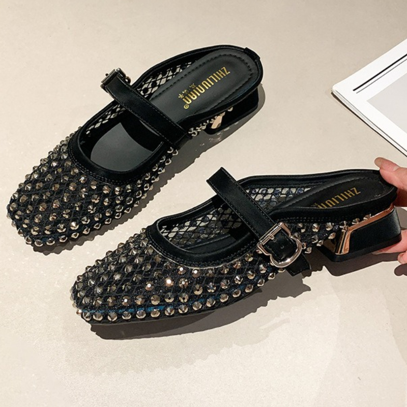 Mesh Strass Dikke Hak Muilezel - Sandals recensie en prijs