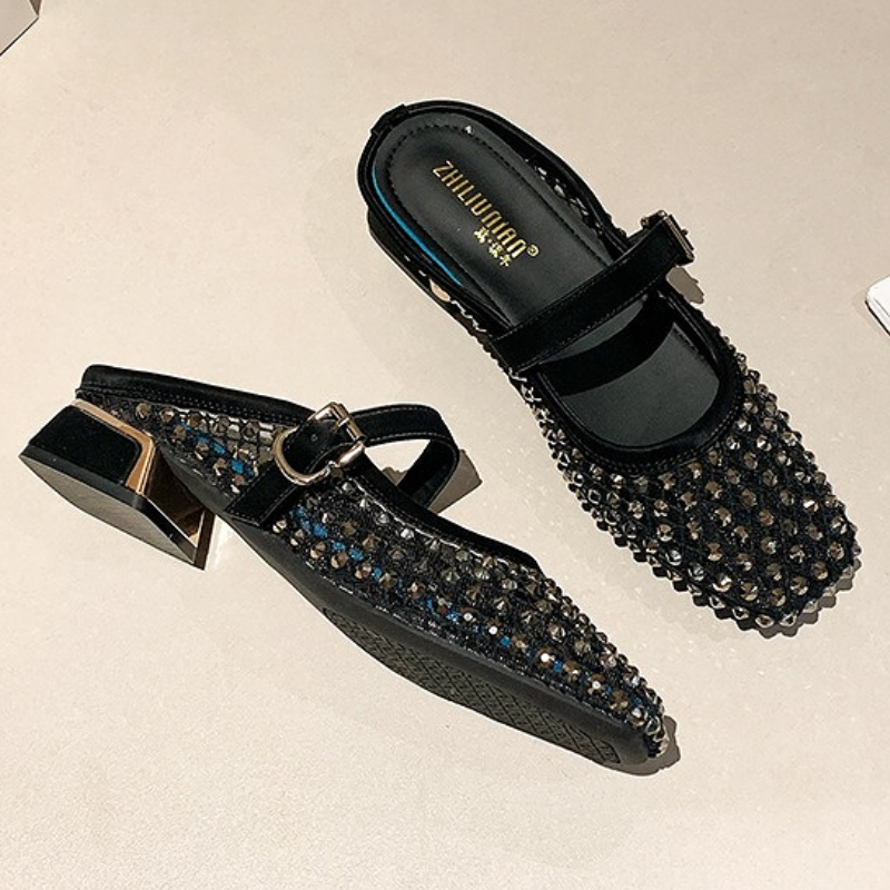 Mesh Strass Dikke Hak Muilezel - Sandals recensie en prijs